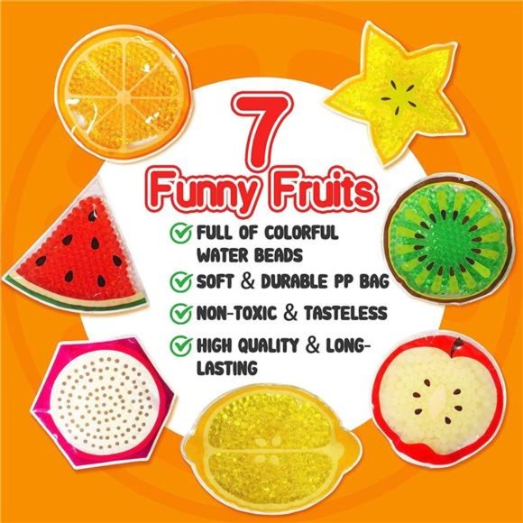 Water Beads Sensory Fidget Toys for Toddlers and Kids |7 Pack Fruit Learning Toy - Picture 4 of 6